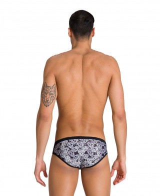 M CRAZY POP SKULLS BRIEF BLACK-MULTI MUŠKE KUPAĆE GAĆE 