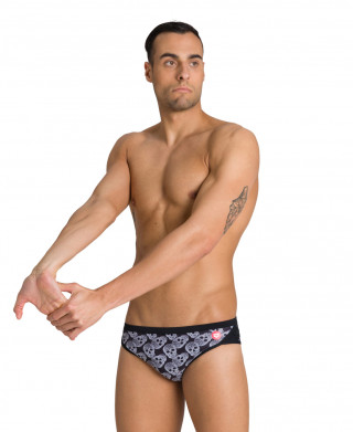 M CRAZY POP SKULLS BRIEF BLACK-MULTI MUŠKE KUPAĆE GAĆE 