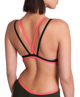 W ARENA ONE DOUBLE CROSS BACK ONE PIECE DARK SAGE-BLACK-FLUO RED 