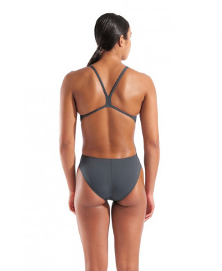 WOMENS TEAM SWIMSUIT CHALLENGE SOLID 504-ASPHALT-BRIGHT CORAL 