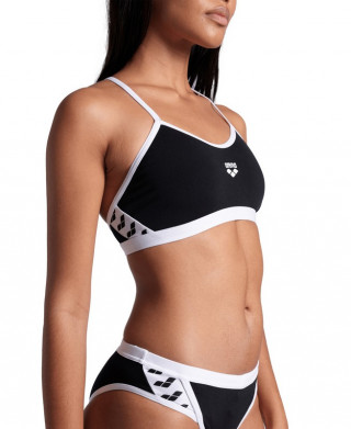 WOMENS ARENA ICONS BIKINI CROSS BACK SOLID BLACK-WHITE 