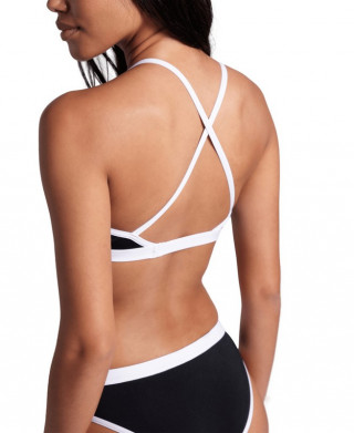 WOMENS ARENA ICONS BIKINI CROSS BACK SOLID BLACK-WHITE 