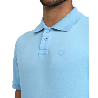 MENS POLOSHIRT SOLID COTTON PIQUET AQUA-NAVY 