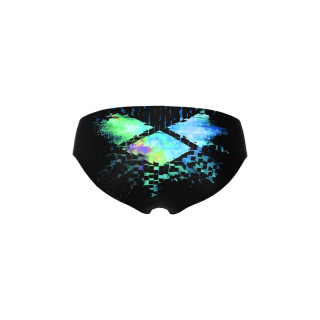 BOYS ARENA MULTI PIXELS SWIM BRIEFS BLACK-MULTI TURQUOISE 