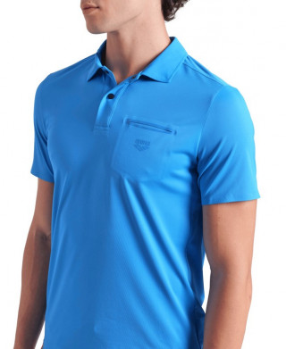 MENS POLOSHIRT POCKET SOLID BLUE 