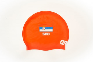 ARENA SERBIA RED FLAT SILICONE CAP SRBIJA KAPA ZA PLIVANJE 