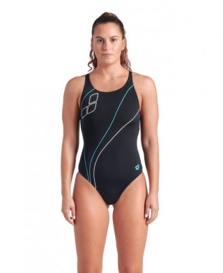 W ARENA TRAIL SWIMSUIT V BACK BLACK 