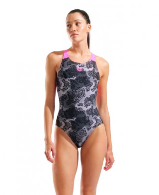 W ARENA CAMO SWIMSUIT V BACK L 