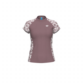 W ARENA SWIM S/S RASH VEST ALL SATIN PINK -WHITE 