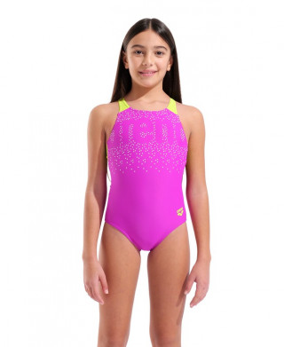 G ARENA PAINTERLY SWIMSUIT VERY FUCHSIA-ARTIC LIME 