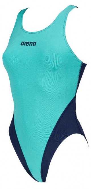 W SOLID SWIM TECH HIGH MINT-NAVY 