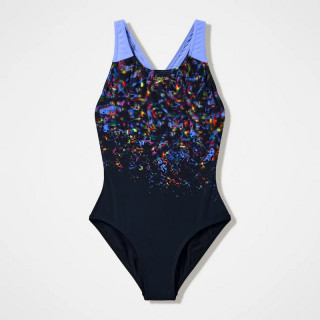 SPEEDO ENG PRINT SPLASHBACK JR 1PC BLK/PUR 