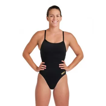 WOMENS TEAM SWIMSUIT CHALLENGE SOLID BLACK/GOLD 