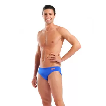 M TEAM SWIM BRIEFS SOLID  NEON BLUE-TEAM ORANGE 