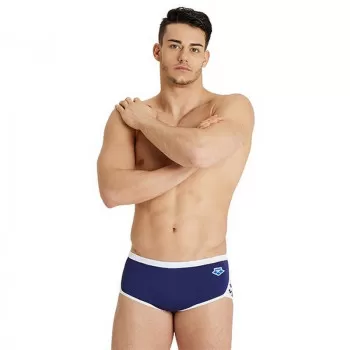 MENS ARENA ICONS SWIM LOW WAIST SHORT SOLID NAVY-WHITE 
