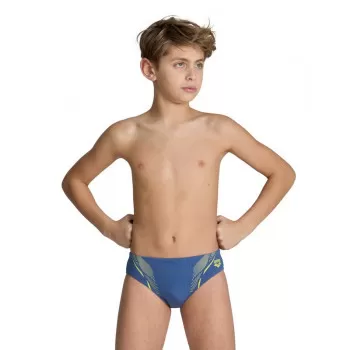 BOYS SWIM BRIEFS GRAPHIC 535-GREY BLUE-SOFT GREEN 