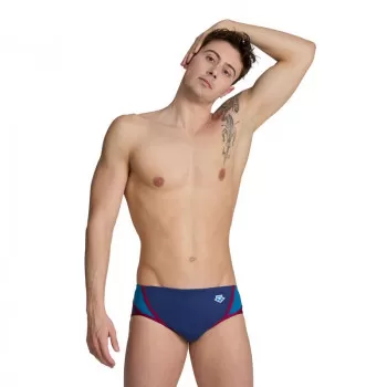 MENS ARENA ICONS SWIM BRIEFS PANEL NAVY-BLUE COSMO-WHITE-RED-FAND 