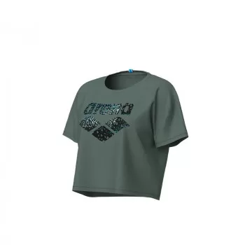 W ARENA CROP TEE PRINTED SAGE 