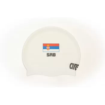 ARENA SERBIA WHITE FLAT SILICONE CAP SRBIJA KAPA ZA PLIVANJE 