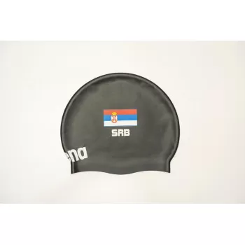 ARENA SERBIA BLACK FLAT SILICONE CAP SRBIJA KAPA ZA PLIVANJE 