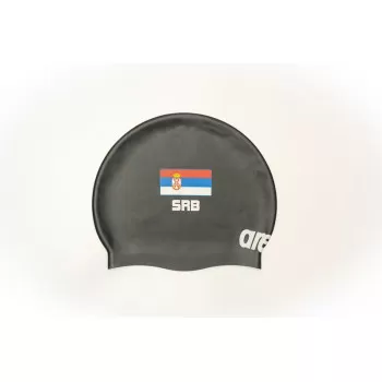 ARENA SERBIA BLACK FLAT SILICONE CAP SRBIJA KAPA ZA PLIVANJE 