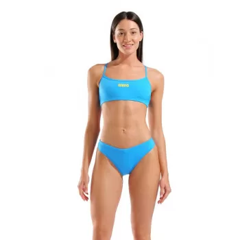 W ARENA BIKINI BANDEAU SOLID TURQUOISE-YELLOW STAR 