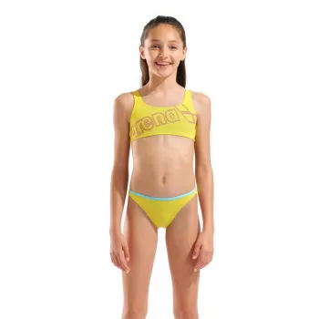 G ARENA LOGO SWIMSUIT TWO PIECES YELLOW STAR-PINK 