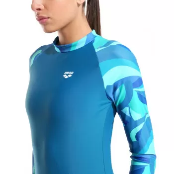 W ARENA SWIM L/S RASH VEST ALLOVER TR 