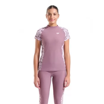 W ARENA SWIM S/S RASH VEST ALL SATIN PINK -WHITE 