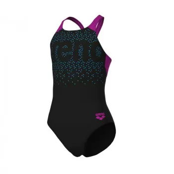 G ARENA PAINTERLY SWIMSUIT BLACK-VERY FUCHSIA 