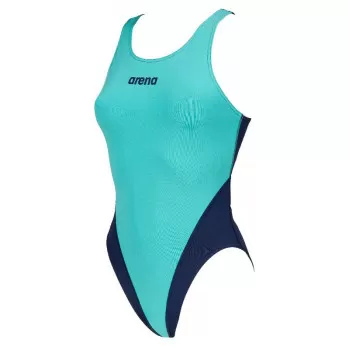 W SOLID SWIM TECH HIGH MINT-NAVY 