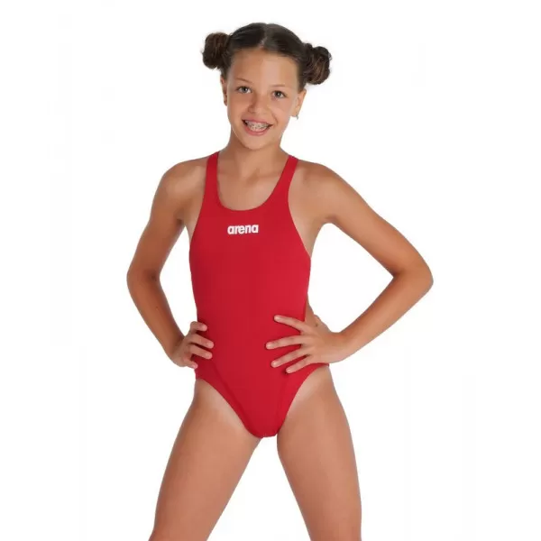 GIRLS TEAM SWIMSUIT SWIM TECH SOLID RED-WHITE 