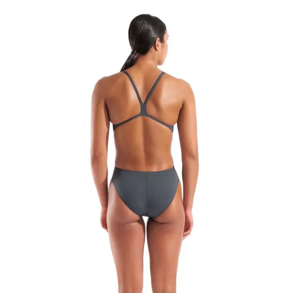 WOMENS TEAM SWIMSUIT CHALLENGE SOLID 504-ASPHALT-BRIGHT CORAL 