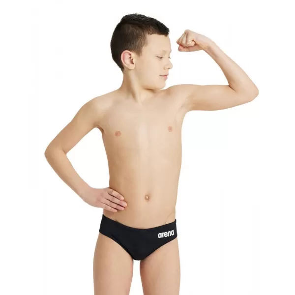 BOYS TEAM SWIM BRIEFS SOLID 550-BLACK-WHITE 