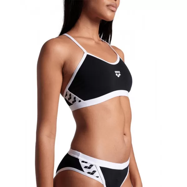 WOMENS ARENA ICONS BIKINI CROSS BACK SOLID BLACK-WHITE 