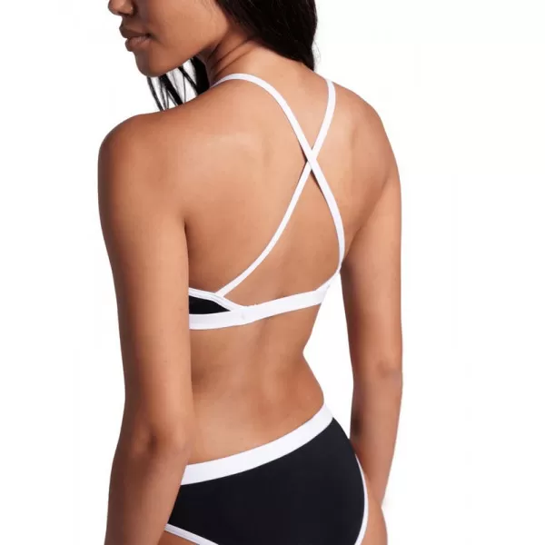 WOMENS ARENA ICONS BIKINI CROSS BACK SOLID BLACK-WHITE 