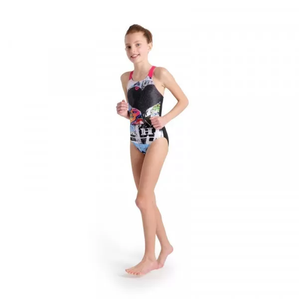 G SWIMSUIT GRAFFITI PRINT BLACK-FREAK ROSE 