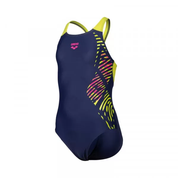 GIRLS ARENA VORTEX SWIMSUIT V BACK NAVY-SOFT GREEN 