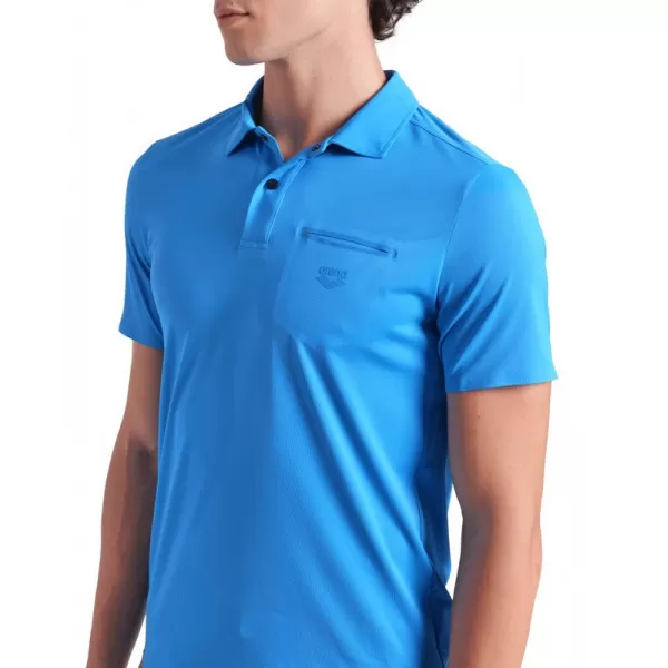 MENS POLOSHIRT POCKET SOLID BLUE 