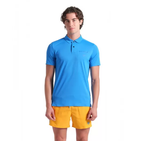 MENS POLOSHIRT POCKET SOLID BLUE 