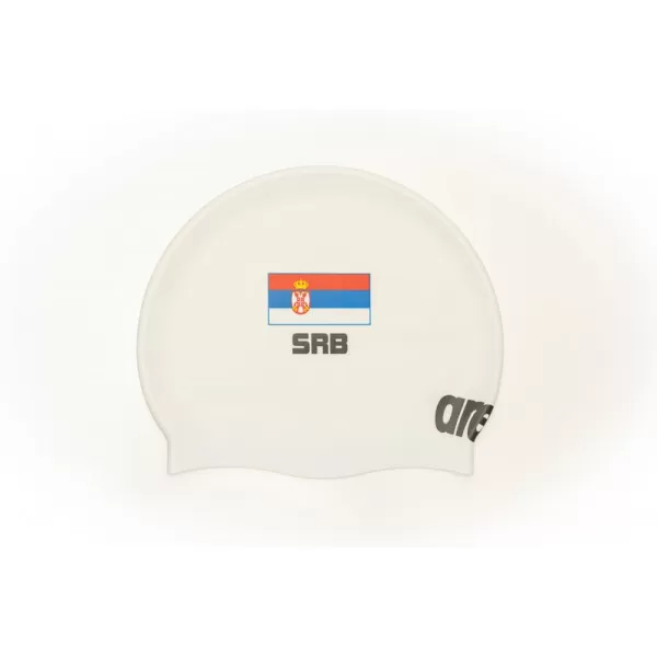 ARENA SERBIA WHITE FLAT SILICONE CAP SRBIJA KAPA ZA PLIVANJE 