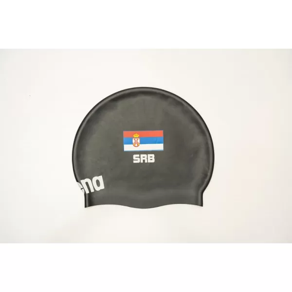 ARENA SERBIA BLACK FLAT SILICONE CAP SRBIJA KAPA ZA PLIVANJE 