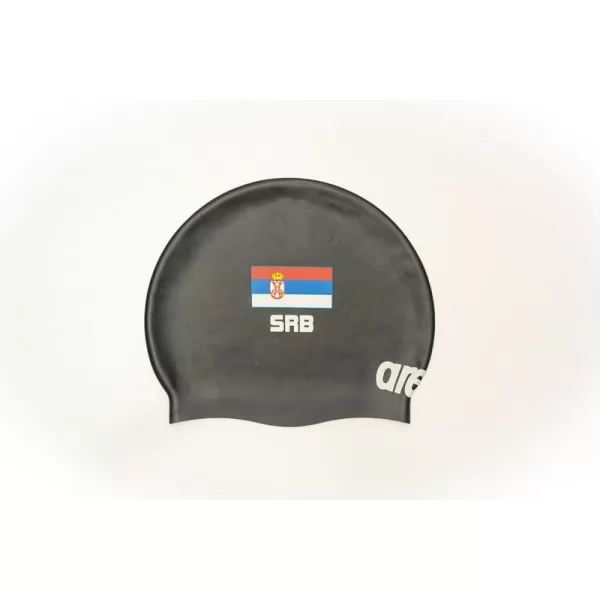 ARENA SERBIA BLACK FLAT SILICONE CAP SRBIJA KAPA ZA PLIVANJE 