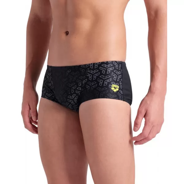 MENS ARENA MONOGRAM SWIMLOW WAIST SHORT BLACK MULTI-BLACK 