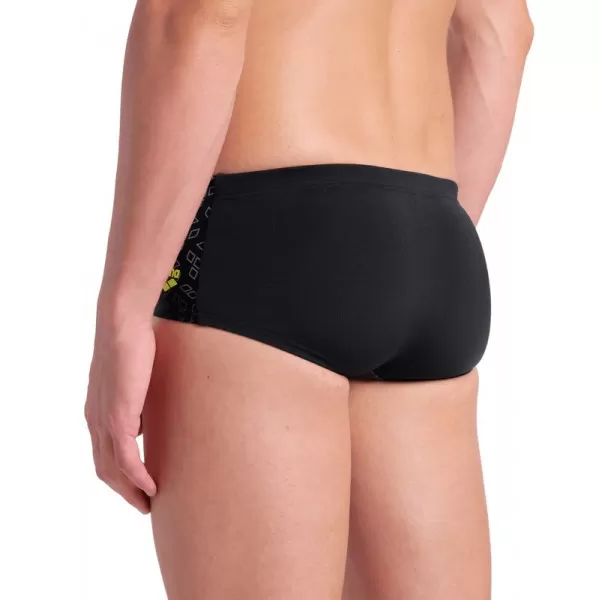 MENS ARENA MONOGRAM SWIMLOW WAIST SHORT BLACK MULTI-BLACK 