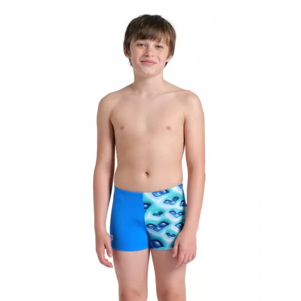 BOYS ARENA LOGO GRAPHIC SWIM SHORT BLUE RIVER-WATER MULTI 