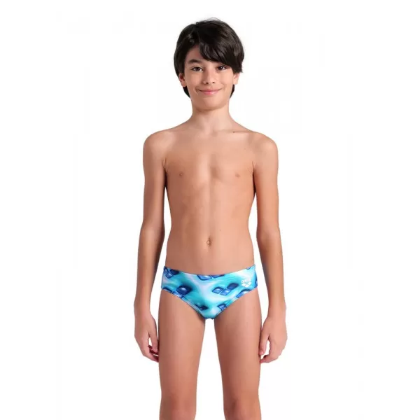 BOYS ARENA LOGO GRAPHIC SWIM BRIEFS BLUE RIVER-WATER MULTI 