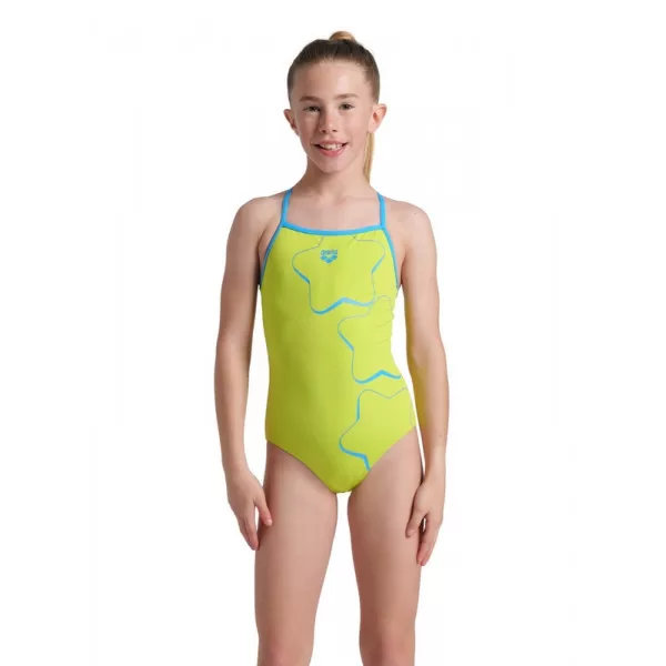 G ARENA STAR GRAPHIC SWIMSUIT LIGHTDROP BACK GREEN 