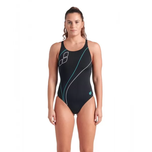 W ARENA TRAIL SWIMSUIT V BACK BLACK 