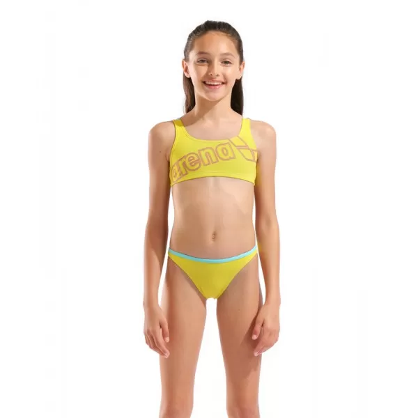 G ARENA LOGO SWIMSUIT TWO PIECES YELLOW STAR-PINK 